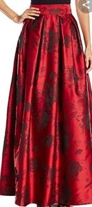 𝅺Jessica Howard Women's Black Red Floral Long Skirt